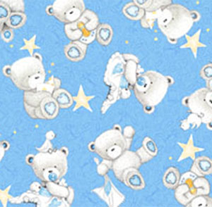 Popcorn Baby Bear Hugs by QT- Bear Bright Star on Blue